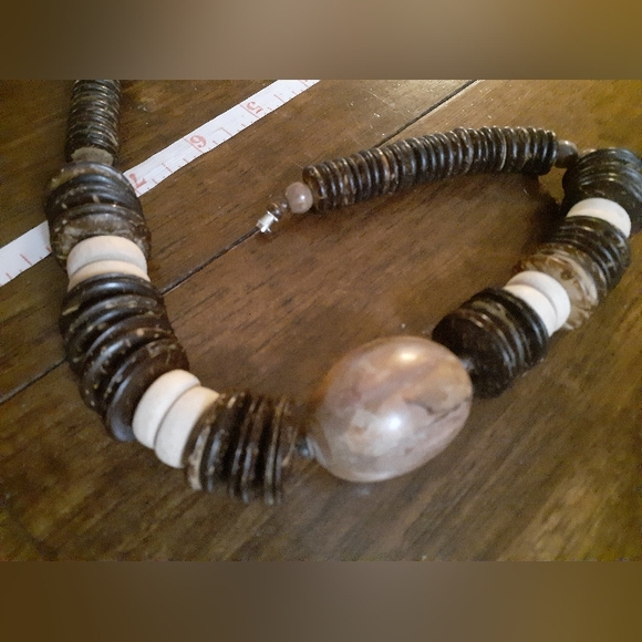 Vtg Wood Bead Necklace 19" Choker Style - Picture 9 of 16